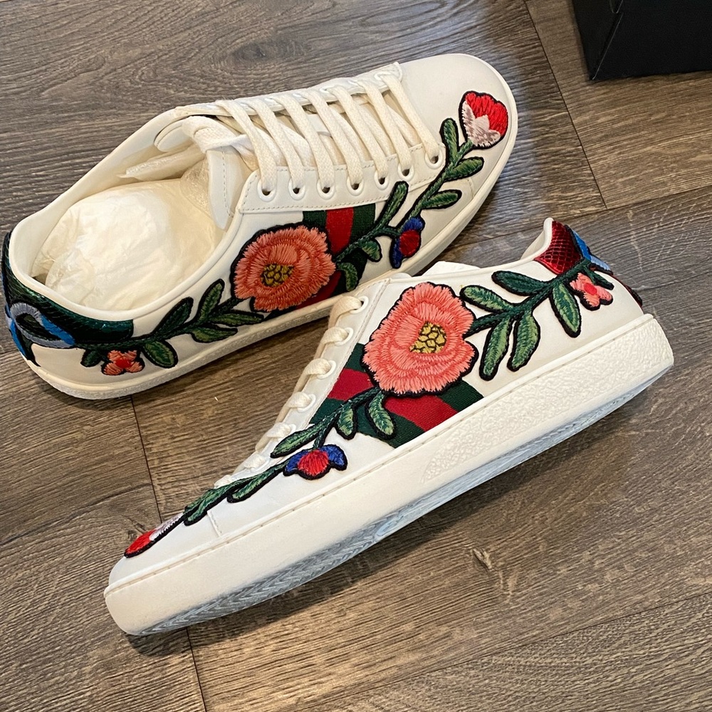 Gucci Women Ace Embroidered Floral Sneakers Size 36 (fit 6.5-7US) - Picture 3 of 9